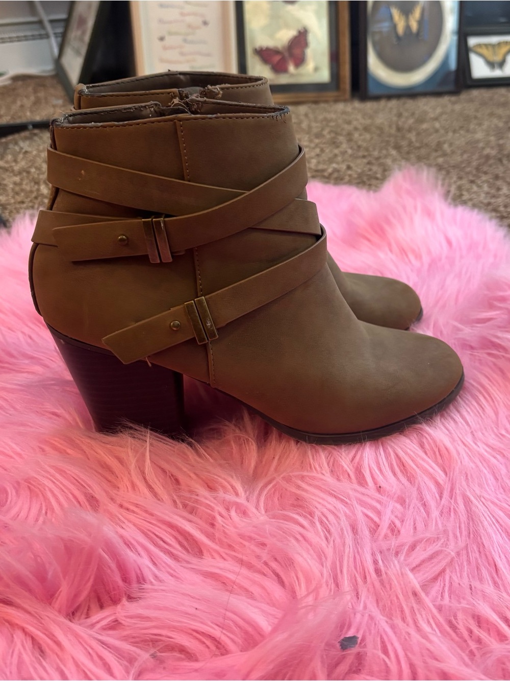 Y2K Charlotte Russe Brown Wrap Strap Ankle Booties Size 7